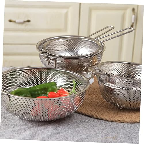 Miniatura 9 de KICHOUSE Cuenco de lavado de arroz, colador de acero inoxidable, doble asa, colador de verduras, coladores para cocina, fideos, cesta de colador
