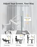monTEK Ultra Wide Monitor Wall Mount for 17-49 Inch Screens, Heavy Duty Single Monitor Mount up to 44 lbs, Fully Adjustable Gas Spring Wall Mount, 75x75/100x100 VESA Mount, White