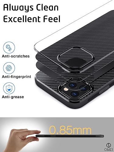 Miniatura 3 de ONES Funda ultrafina para iPhone 11 Pro  Textura de fibra de carbono Prevención de huellas dactilares Protección de cámara y pantalla Absorción de