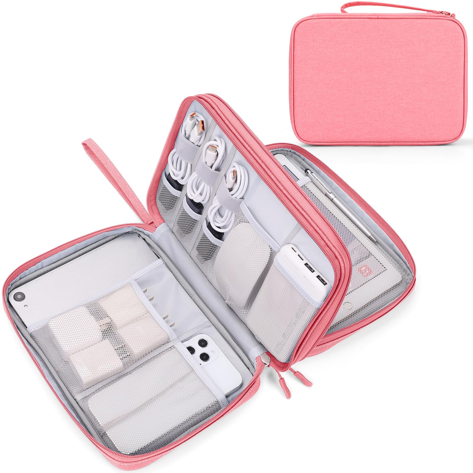 FYY Electronic Organizer, Travel Tech Pouch Bag, Extra Large, Pink