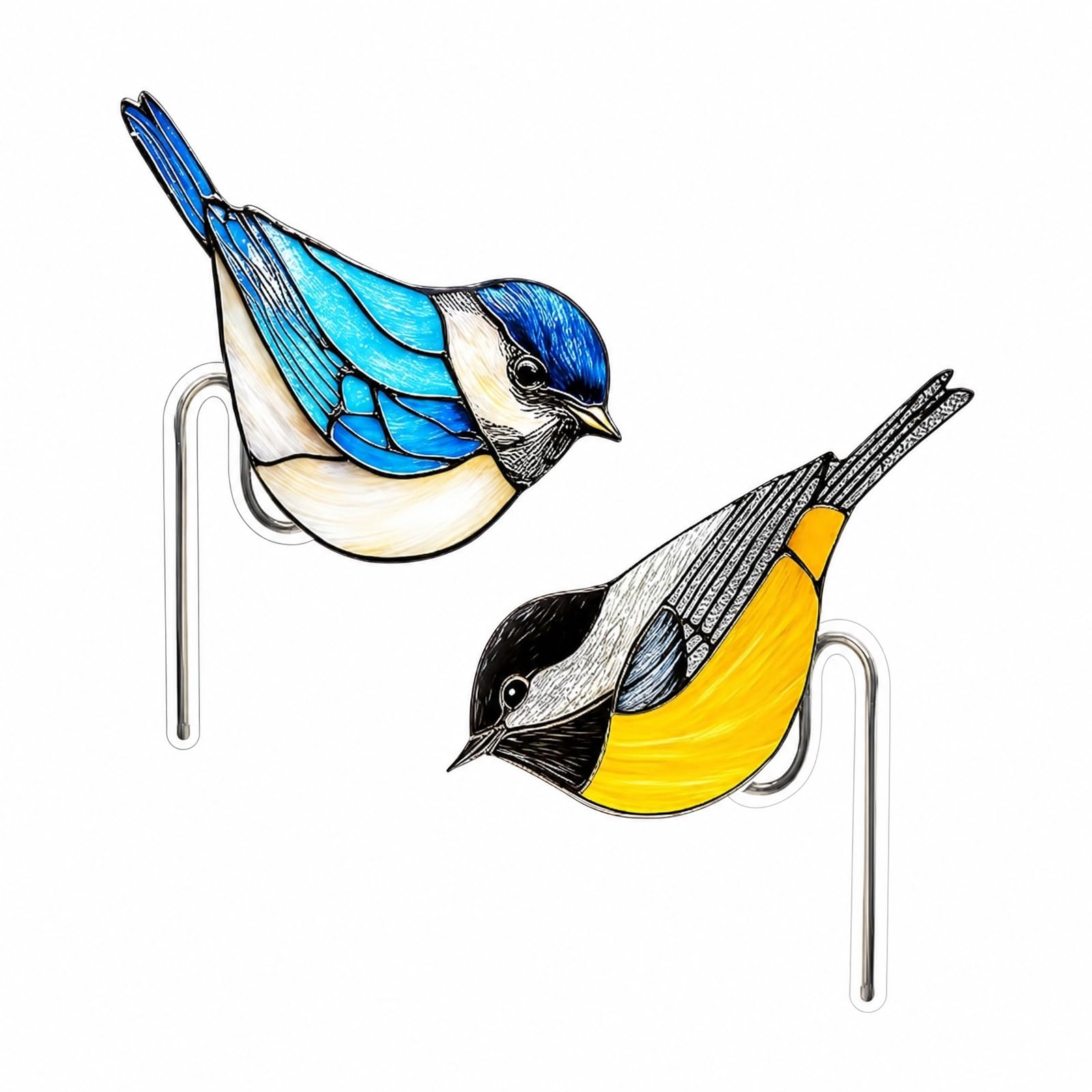 RARITYLL 2 Pack Acrylic Bird-Shaped Garden Decorations, Colourful Garden Ornaments Outdoor, for Pots and Planters, Small Animal Garden Decor 12x9cm