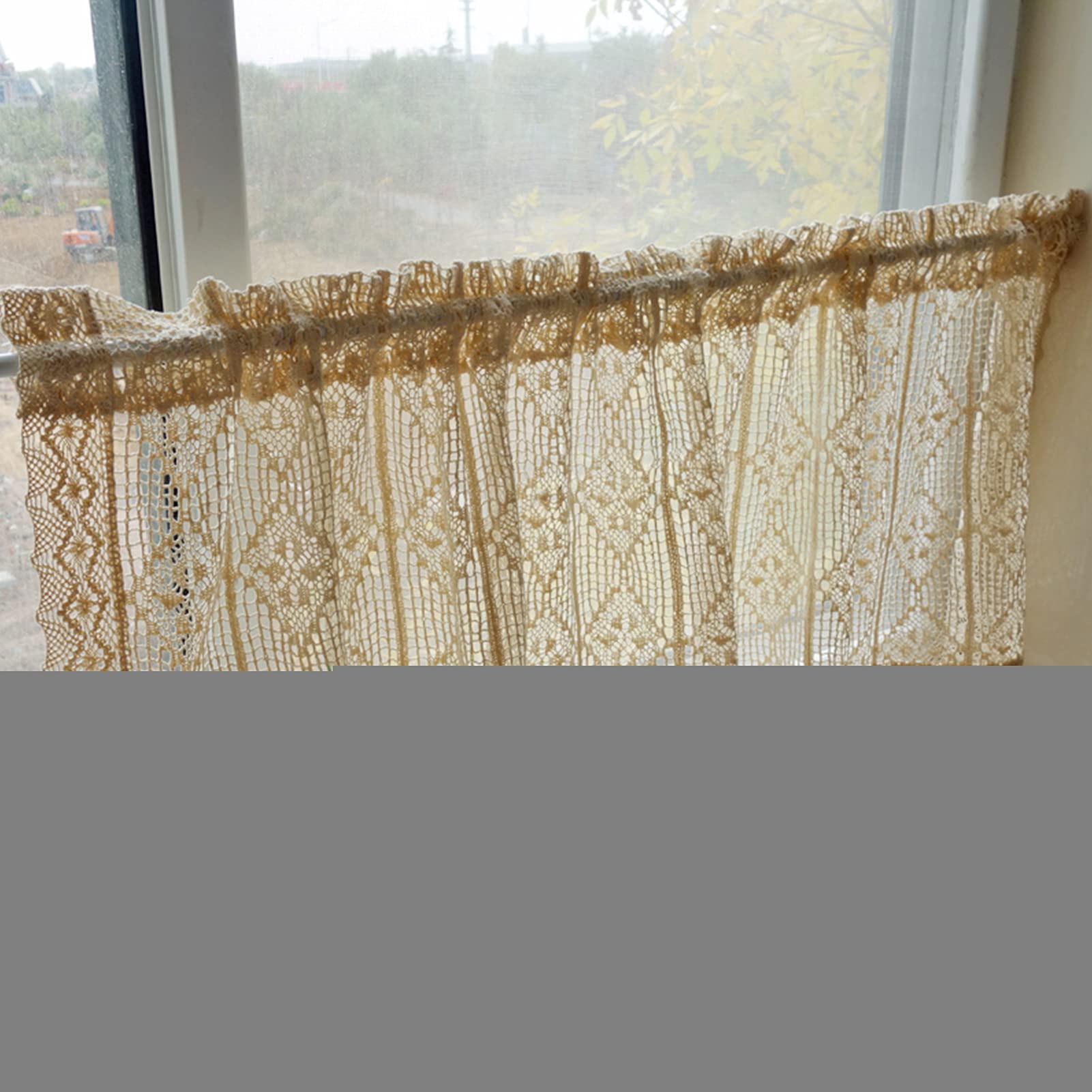 Rideaux demi-disque style pastoral en dentelle haut de gamme 300 * 55cm