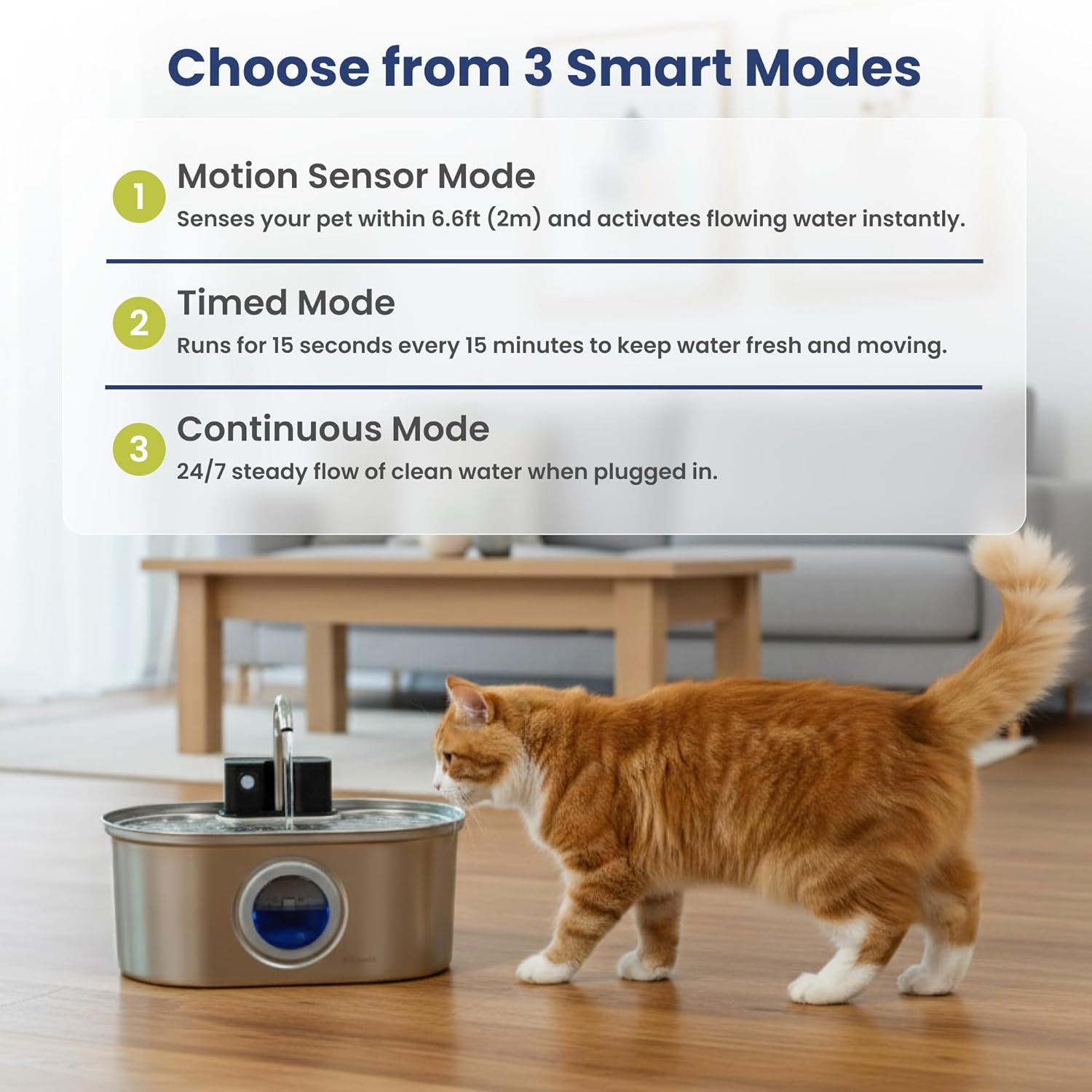 PawsPik 3.2L Cordless Stainless Steel Cat Water Fountain, Rechargeable Battery Operated Pet Water Fountain, Automatic Drinking Fountain with Filter, Motion Sensor & 3 Flow Modes for Indoor Cats & Dogs