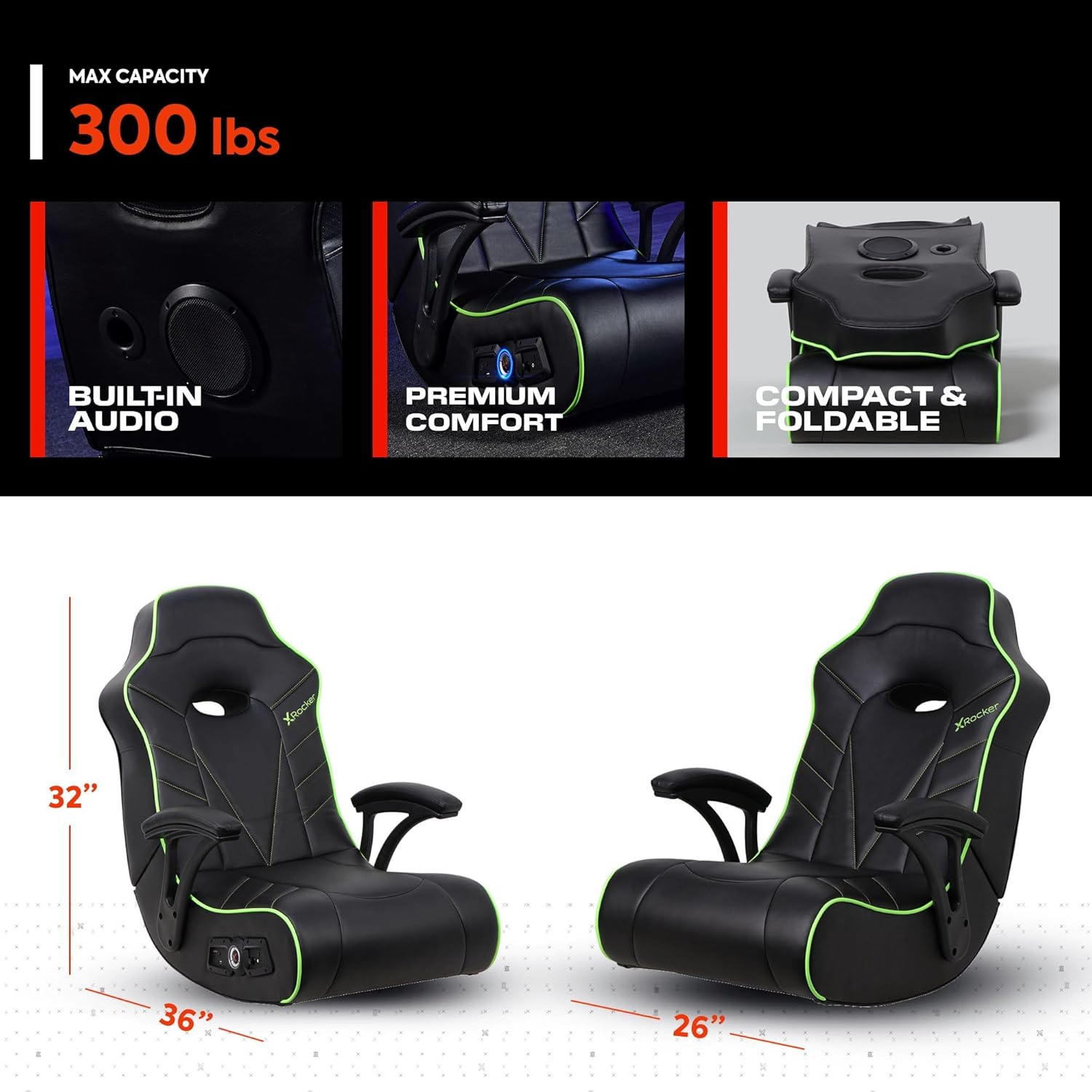 X Rocker Limewire BT Gaming Chair Black/Green Togo Ubuy