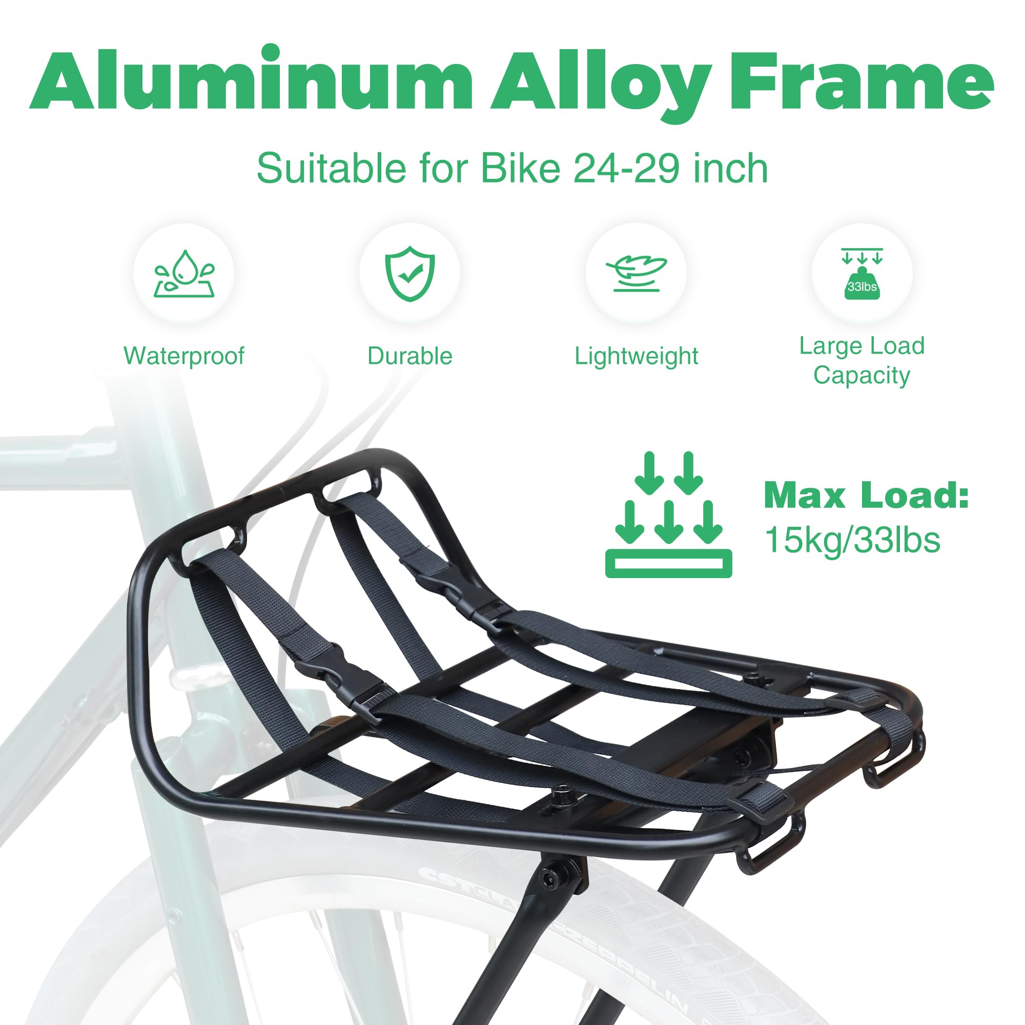 ZUKKA Fahrrad Gepäckträger vorne Maximaler Belastung 15kg,Aluminiumlegierung Geeignet für 24-29 Zoll 700C Fahrräder für Mountainbike Rennrad