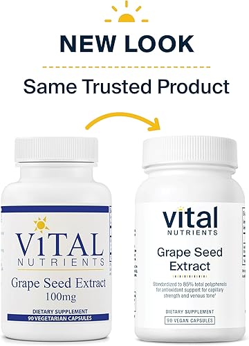 Miniatura 6 de Vital Nutrients - Extracto de semilla de uva - Potente antioxidante y apoyo para la salud de las venas - 90 cápsulas vegetarianas por botella - 100