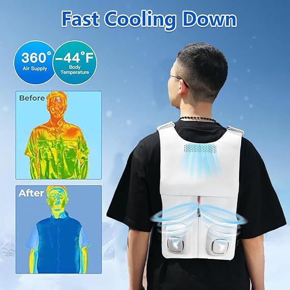 Air Conditioned Jacket with 2 Fans+1 Gel Refrigeration Host, Cool Vest for Men Lightweight,Breathable Ac Jacket Cooling for Working, Hiking and Fishing in the Heat