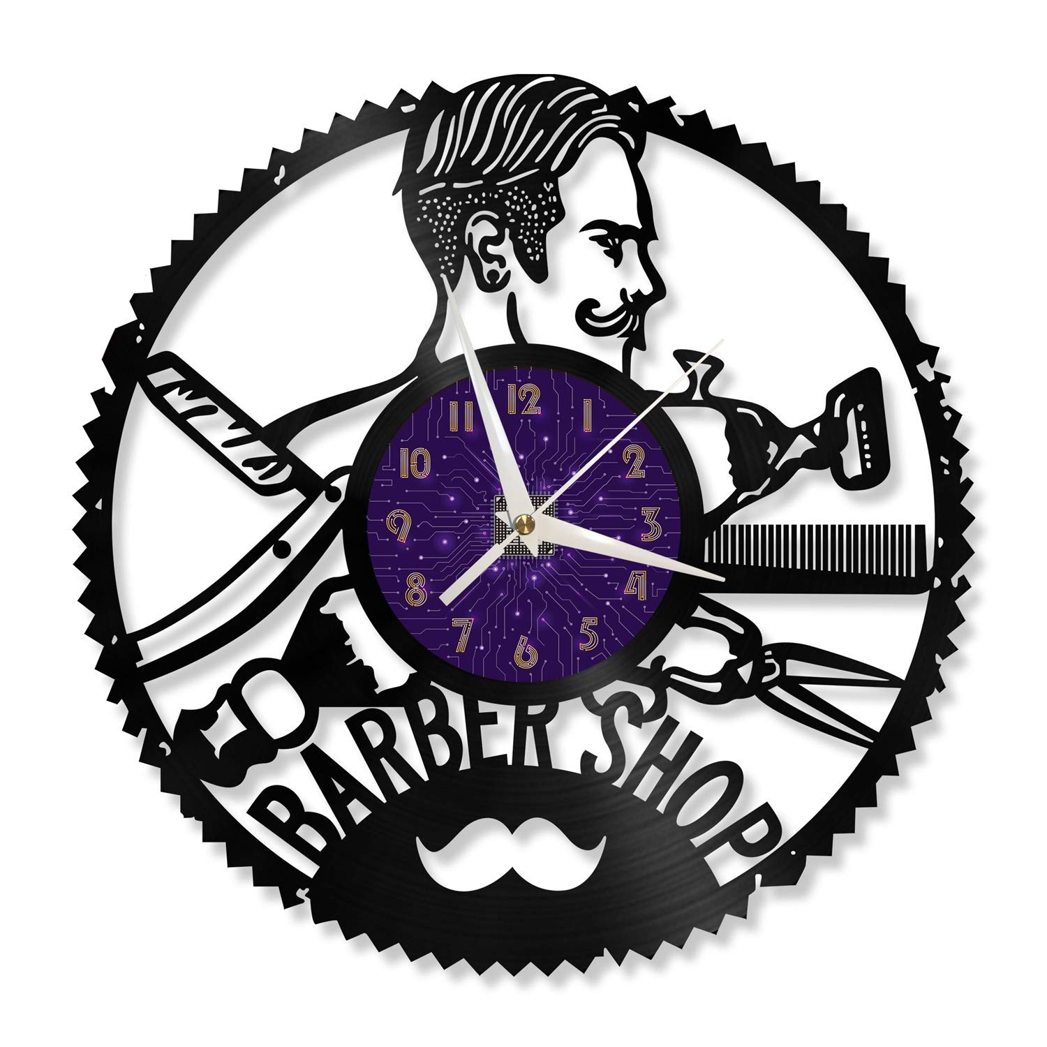 Horloge murale disque vinyle Barber 12 pouces au design haut de gamme