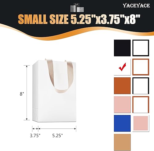 Miniatura 10 de Bolsas de regalo pequeñas blancas a granel, 10 bolsas de regalo de 8 x 3.75 x 6 pulgadas, color blanco y negro con asa de cinta, mini bolsas de