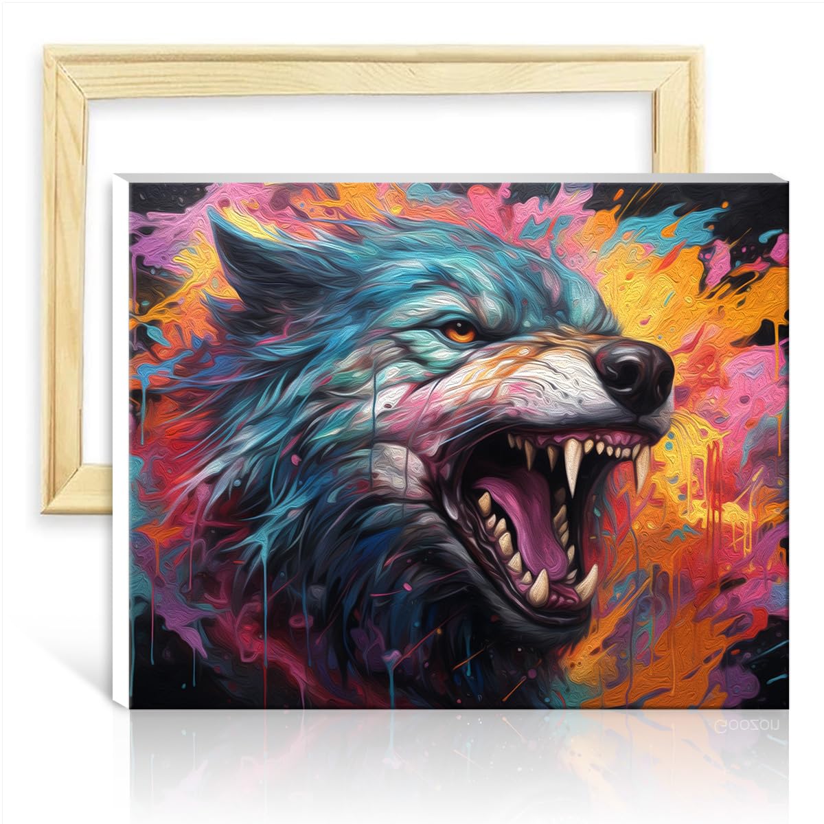 TANGFEIY Painting by Numbers Kits Doodle Wolf Adults Painting Kits with Brushes and Acrylic Pigment Art Paint by Number for Adults DIY Frame(40x50cm)