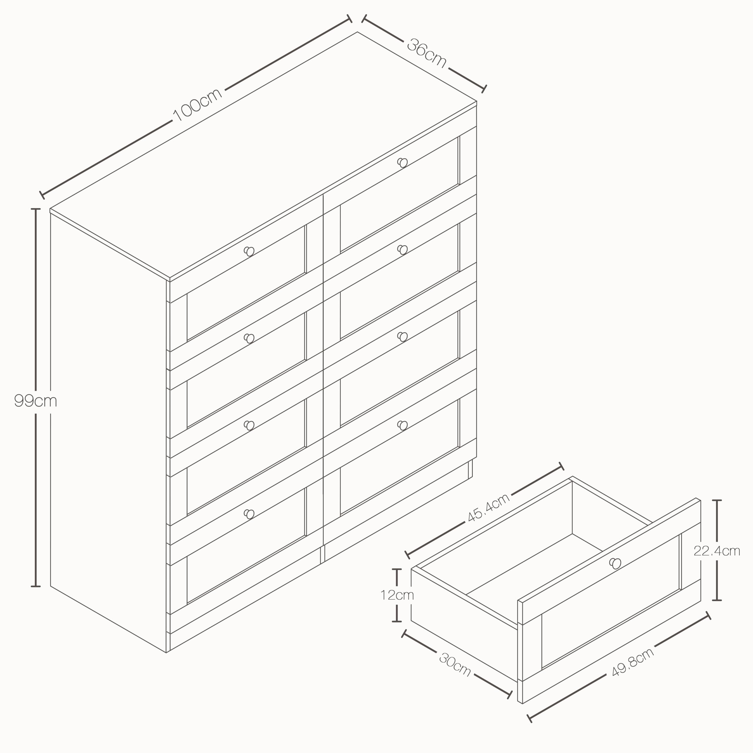 Vida Designs Altino 8 Drawer Chest of Drawers | Black | H 99 x W 100 x D 36 cm | Wide Bedroom Storage Unit | Easy Assembly | Clothes Storage Cabinet | Modern Shaker Style Hallway or Guest Room — view 2