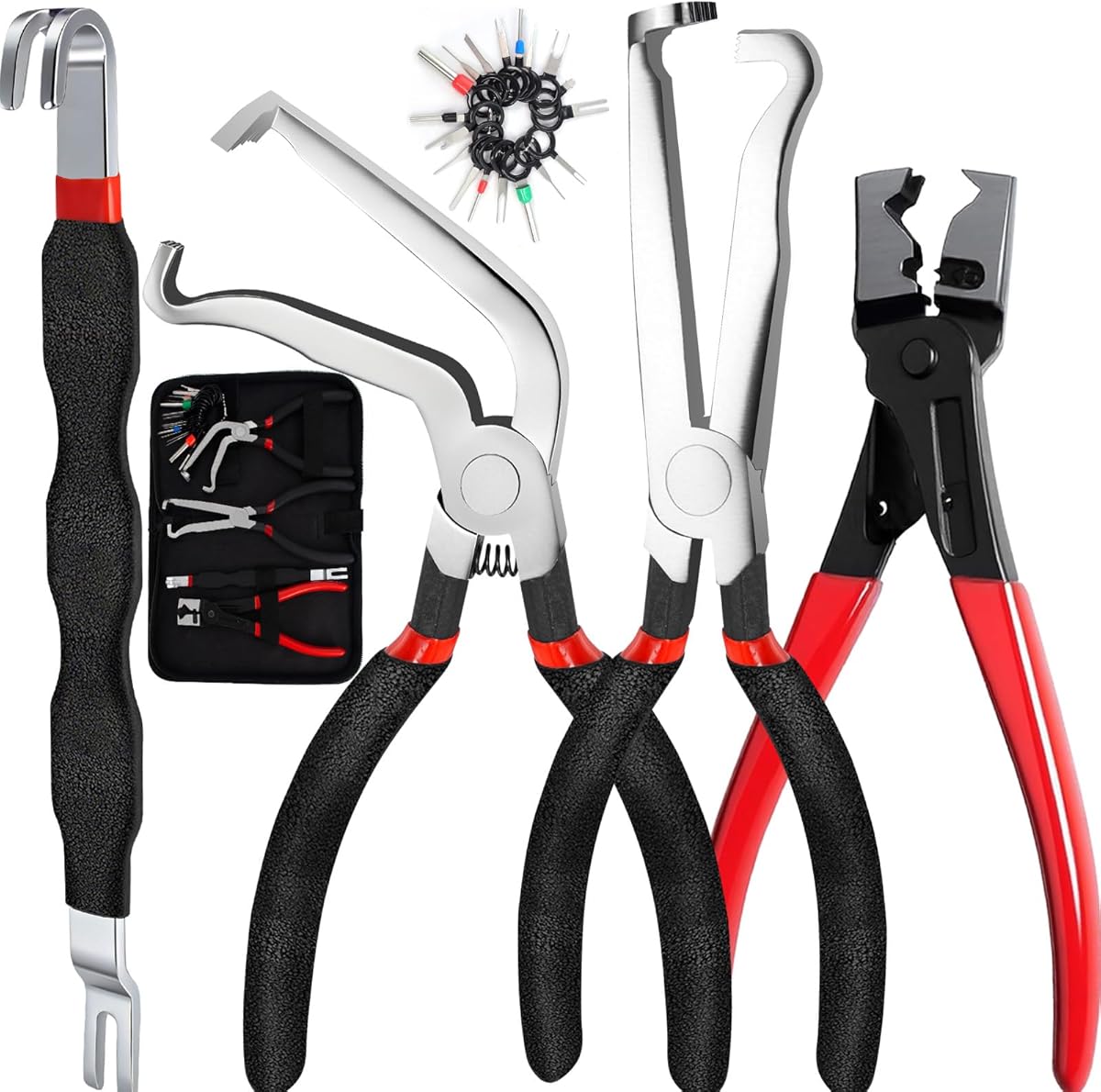 Electrical Disconnect Pliers for Automotive Wiring,Car Connector Removal Tool, Quick Release Terminal Pliers for Electrical Plugs, Wire Harness & Battery Clip Repair,Non-Slip Handle,5Pcs