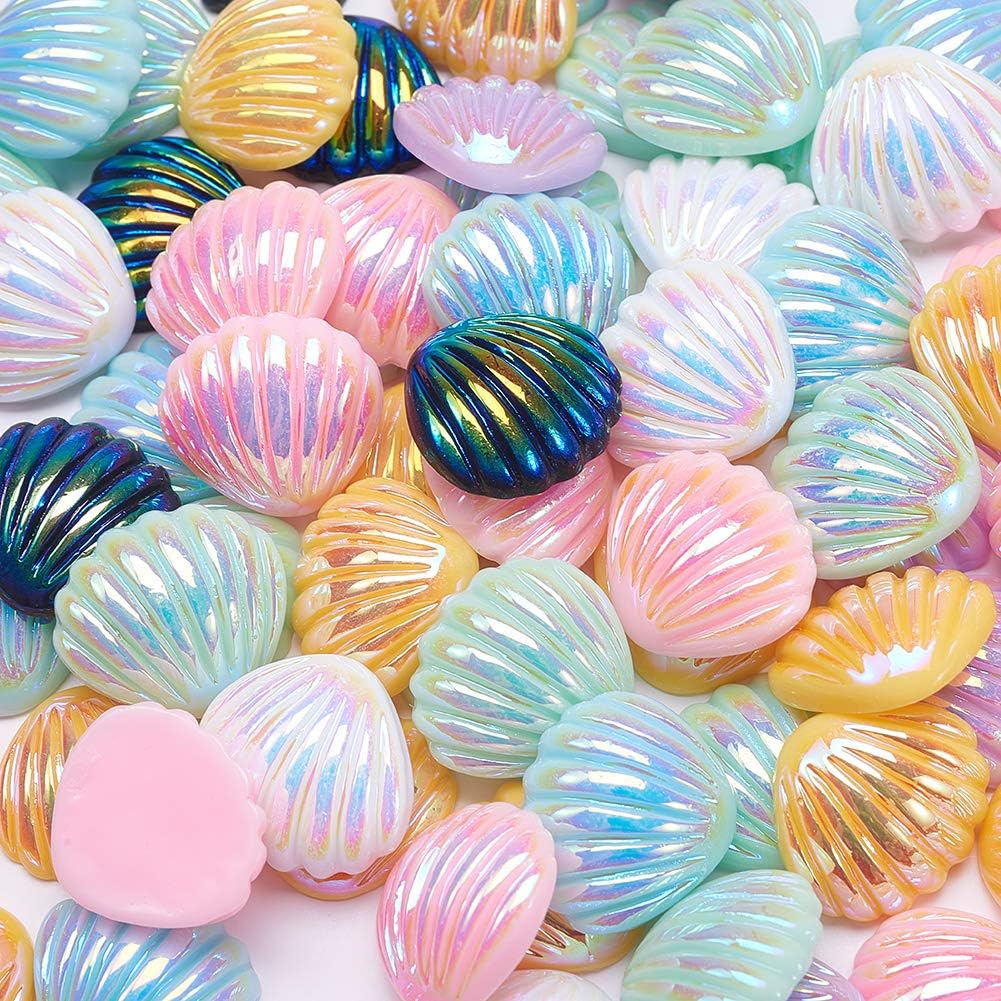 LiQunSweet 200 Pcs AB Color Shell Slices Seashore Theme Embellishments Jewelry Making Findings Craft DIY Hairpin Headwear Miniature Fairy Phone Home Decorations