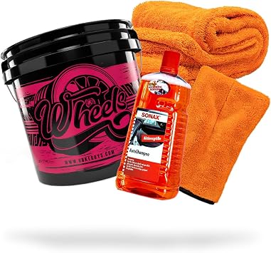 detailmate Car Wash Set Sonax Car Shampoo 2L + Wash Mitt + Nuke Guys Gamma Dryer XXL Drying Cloth + Wash Bucket Nuke Guys Wheels Bucket 3.5 GAL for Optimal Hand Wash & Drying