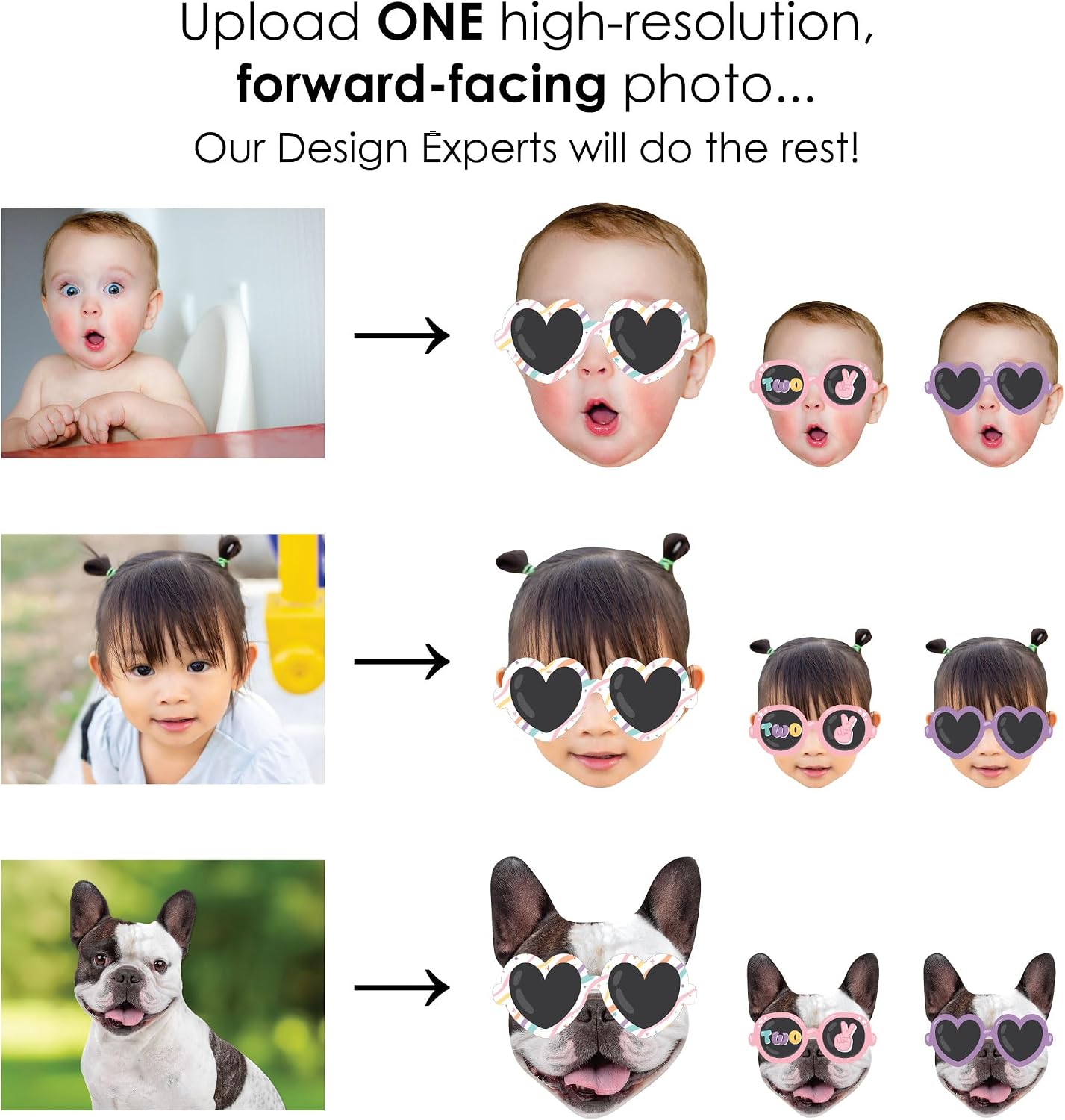 Big Dot of Happiness Custom Photo Two Cool - Girl - Pastel 2nd Birthday Party Centerpiece Sticks - Fun Face Table Toppers - Set of 15