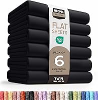 Vista 64 de Utopia Bedding Sábana plana – 1 paquete (individual, blanco) – Tela de microfibra suave cepillada – Sábana superior resistente al encogimiento y a