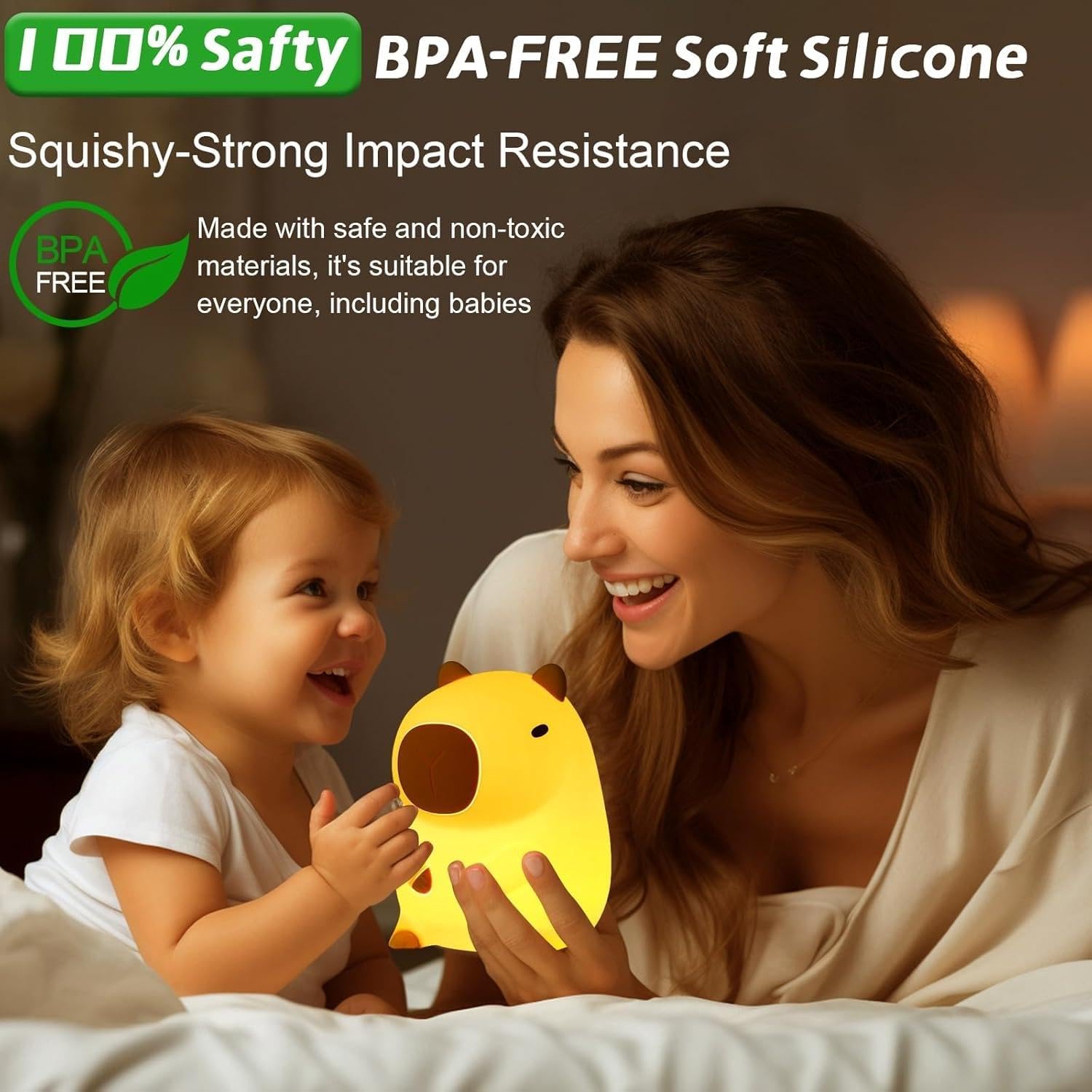 Lampki nocne z kapibarą, lampki LED z kapibarą, lampka z kapibarą ładowana przez USB, lampki nocne dla dzieci do przedszkola, silikonowa lampka nocna dla dzieci do sypialni, salonu i łóżka (B)