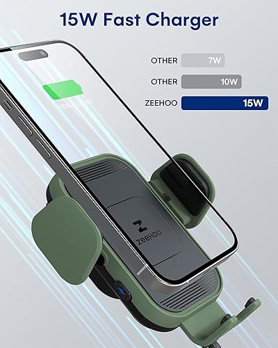 Miniatura 2 de ZeeHoo Cargador inalámbrico para automóvil, carga rápida de 15 W, soporte de teléfono de auto con sujeción automática, cargador de teléfono celular,