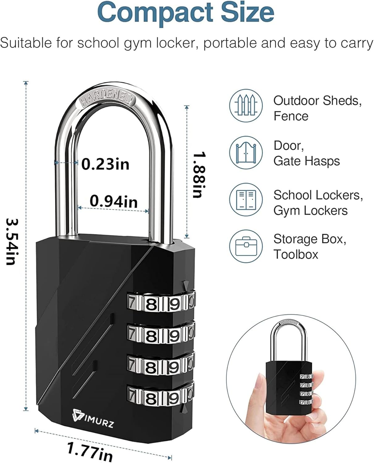 Combination Padlocks, 4 Digit Lock Padlocks for Gym School Lockers