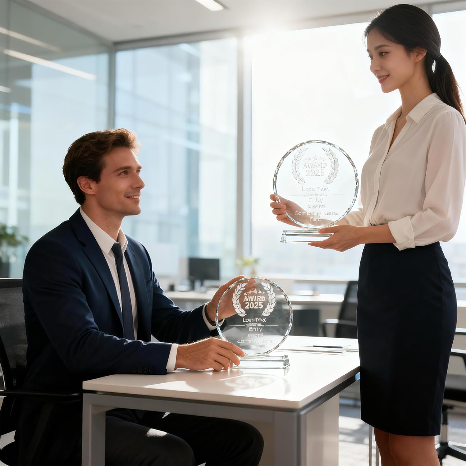 Custom Crystal Trophy Award - 6.3‘’ Personalized Engraved Crystal Award for Corporate Recognition, Sports Championships, Academic Awards & Retirement Gifts - Employee Recognition Awards and Trophy