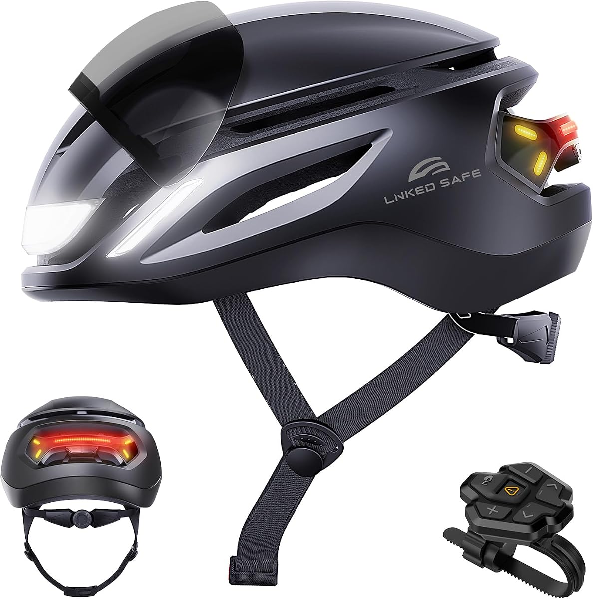 Ultra Smart Adult E-Bike Helmet, NTA8776 CPSC 1203 CE EN1078 Certified, Magnetic Visor, FIDLOCK Buckle, LED Turn Signals, Auto Brake & Fall Warning, IP65, Bluetooth Cycling Helmet