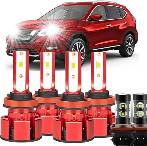 OOTBVVL Compatible con bombillas LED para faros delanteros Nissan Rogue (2015-2020), haz alto H9 + haz bajo H11 + bombillas antiniebla H8, combo de