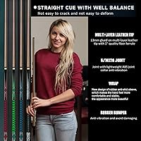 Vista 2 de Juego de palos de billar Joovon de 4 y juego de palos de billar de 2 con punta de taco de 13 mm, taco de billar de 58 pulgadas con funda