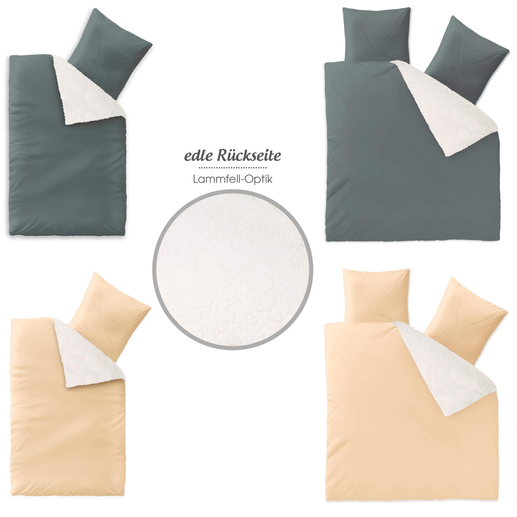 aqua-textil Arctic Bettwäsche 135 x 200 cm Lammfell Optik Bettbezug Nicki Fleece Bezug mit Reißverschluss grau