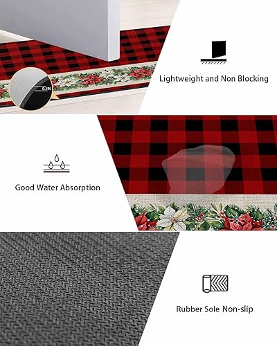 Miniatura 3 de Alfombra de baño de Poinsettia para bañera, antideslizante, de secado rápido y absorbente, tierra de diatomeas, fregadero de ducha para dormitorio,