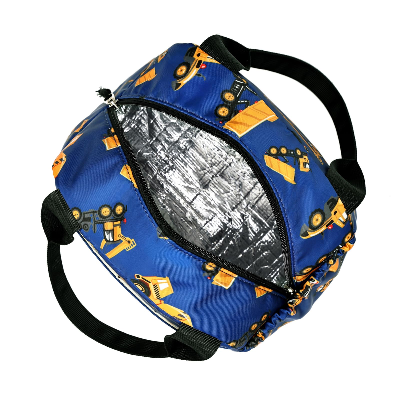 Lonchera térmica para niños, grande, reutilizable, a prueba de fugas, para niños, niñas, escuela, viajes, picnic (coche de ingeniería) azul
