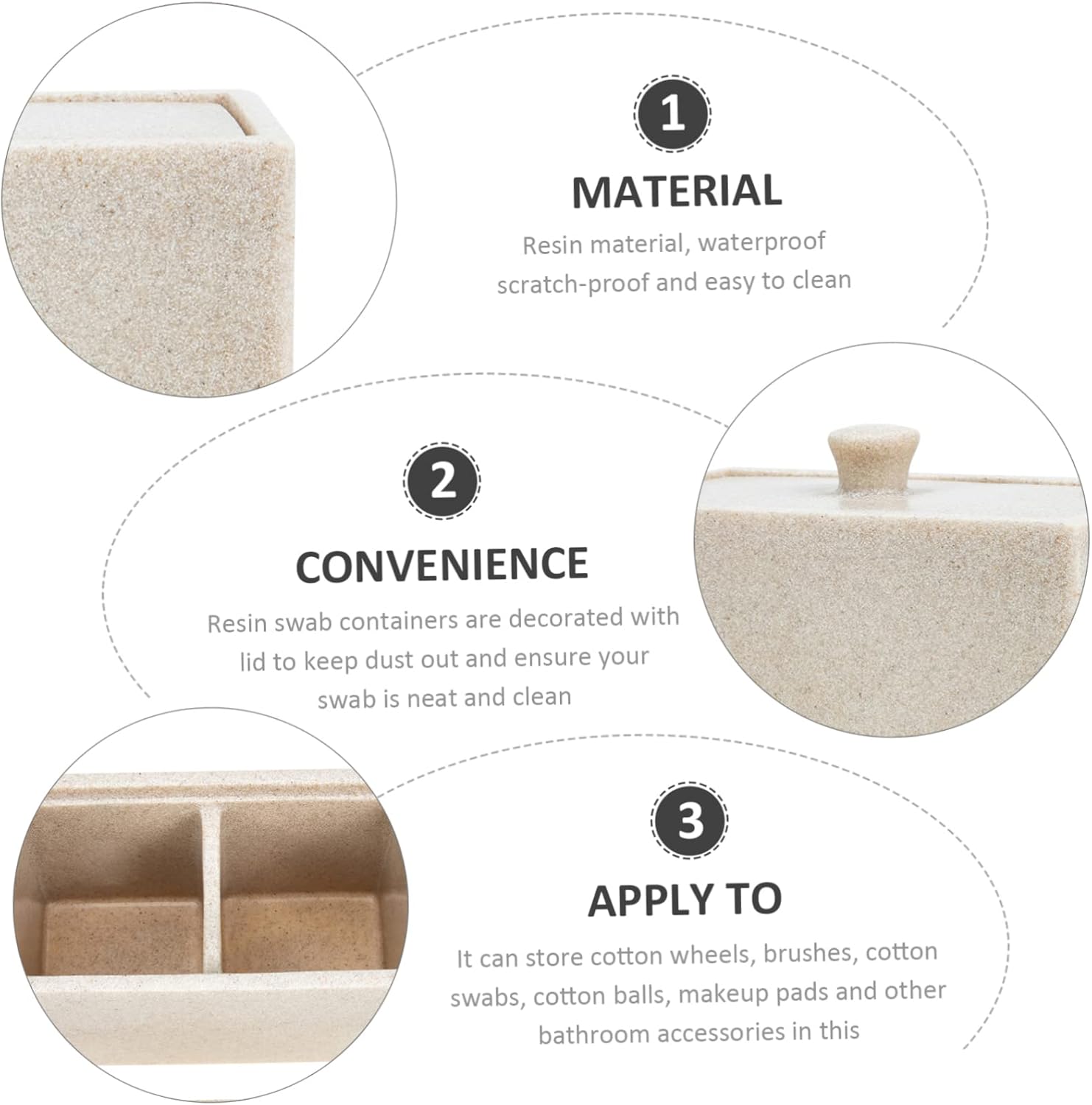 Bathroom Organizer Storage Cotton Pad Box Cotton Swab Container Protective Lid for Dust Prevention