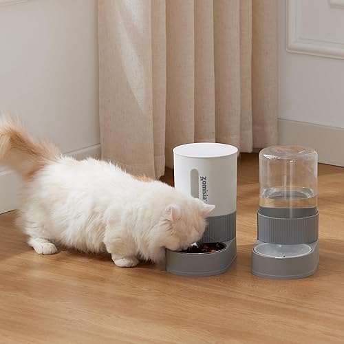 Miniatura 7 de Comedero automático para gatos y dispensador de agua, alimentador de alimentos y bebedero de gravedad para gatos con cuenco de acero inoxidable,