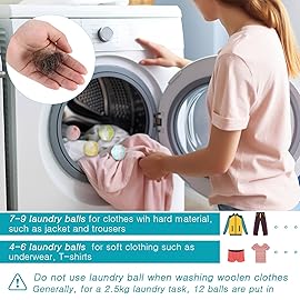 Blulu 12 Pieces Pet Hair Remover for Laundry Dryer Balls Reusable Washing Machine Hair Catcher Pet Dog Cat Catcher Lint Remover (Fresh Color)