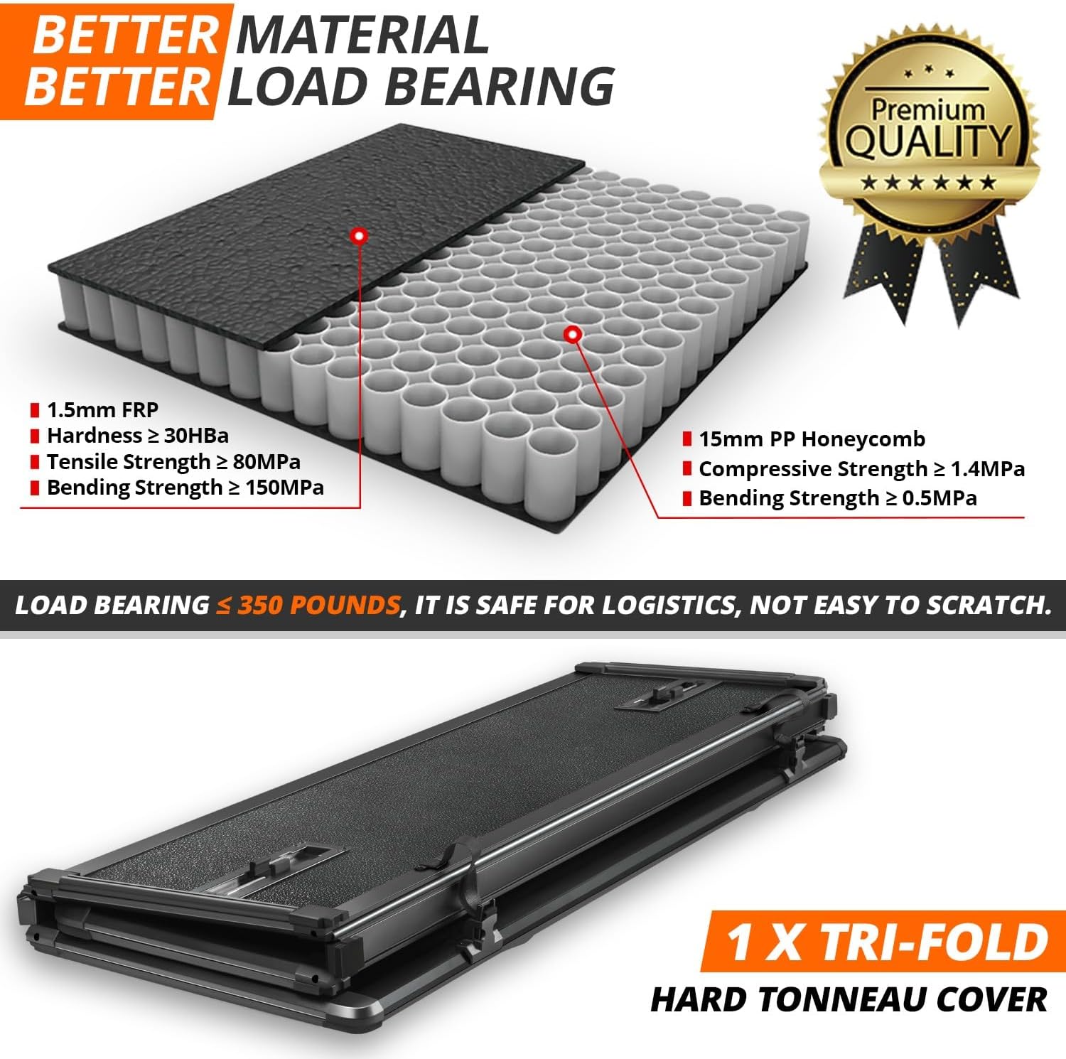 Pickup Truck Tri-Fold Hard Folding Tonneau Cover Compatible with 1989-2004 Toyota Pickup Tacoma 6 ft. Fleetside Bed CAAP-HARD-051-TTC