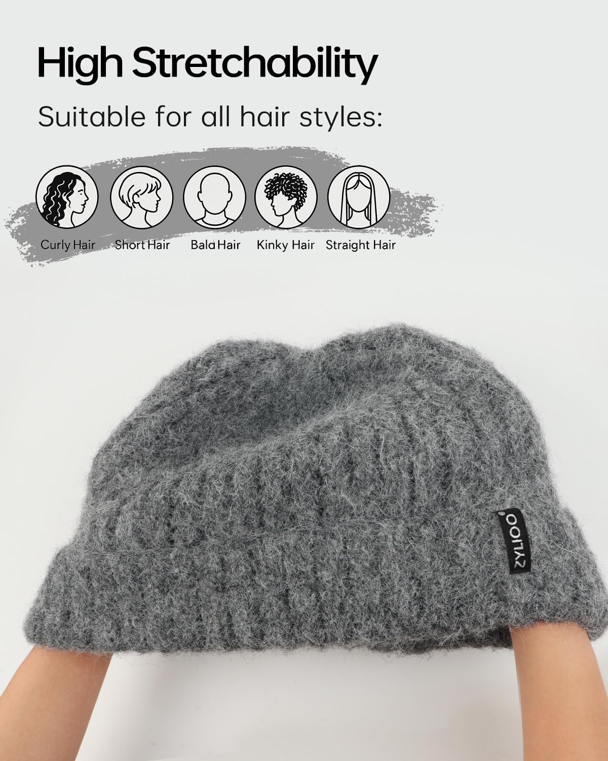 Zylioo Oversize XXL Chunky Beanie Cap for Men Women,Stretchy Thick Warm Knit Hat,Winter Snow Hats for Cold Weather - Image 4