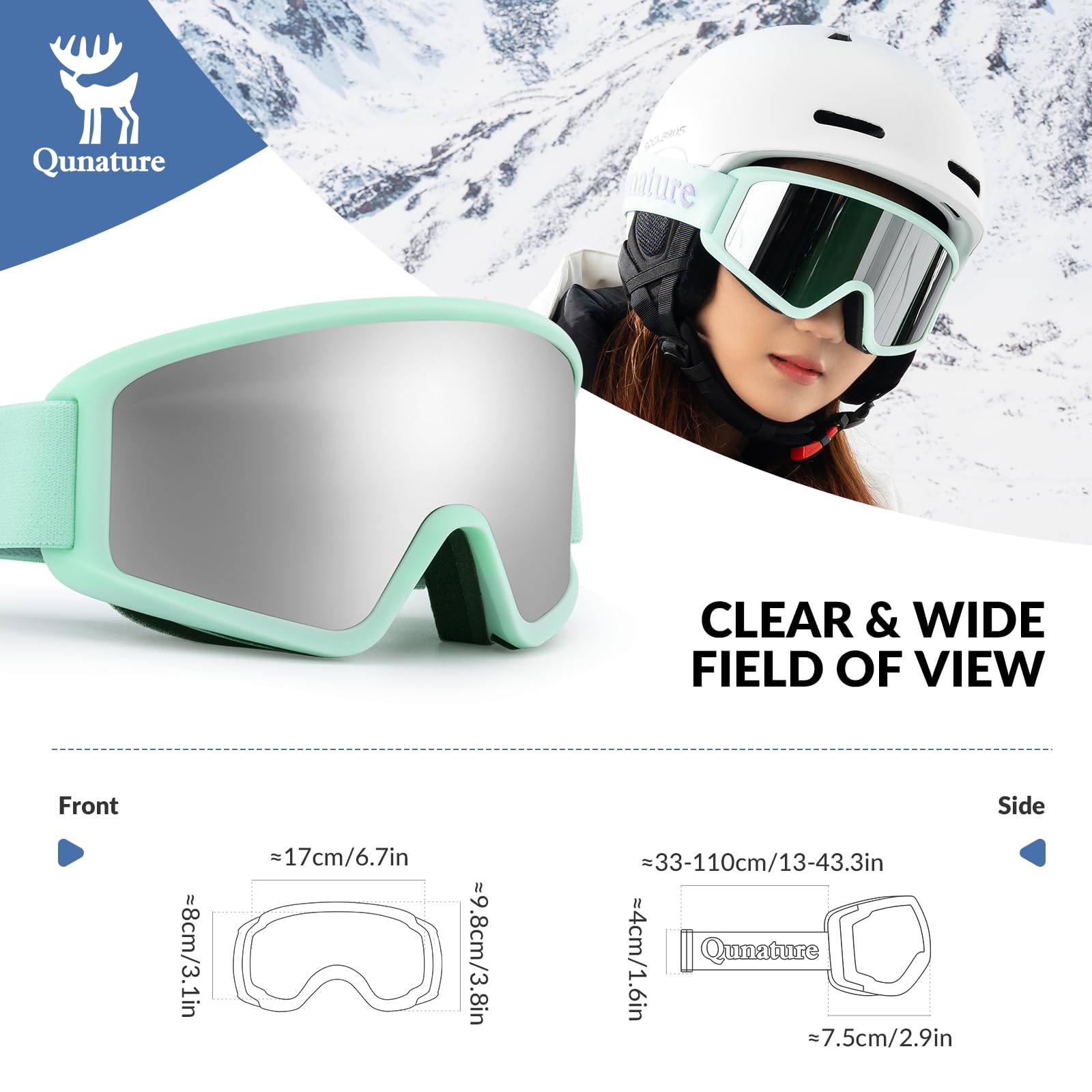 Skibrille Anti-Nebel Schneebrille Ski Brille mit Doppellinsen Blendfreie Schutzbrille für brillenträger für Wintersport wie Skifahren, Snowboarden, Eislaufen Damen und Herren