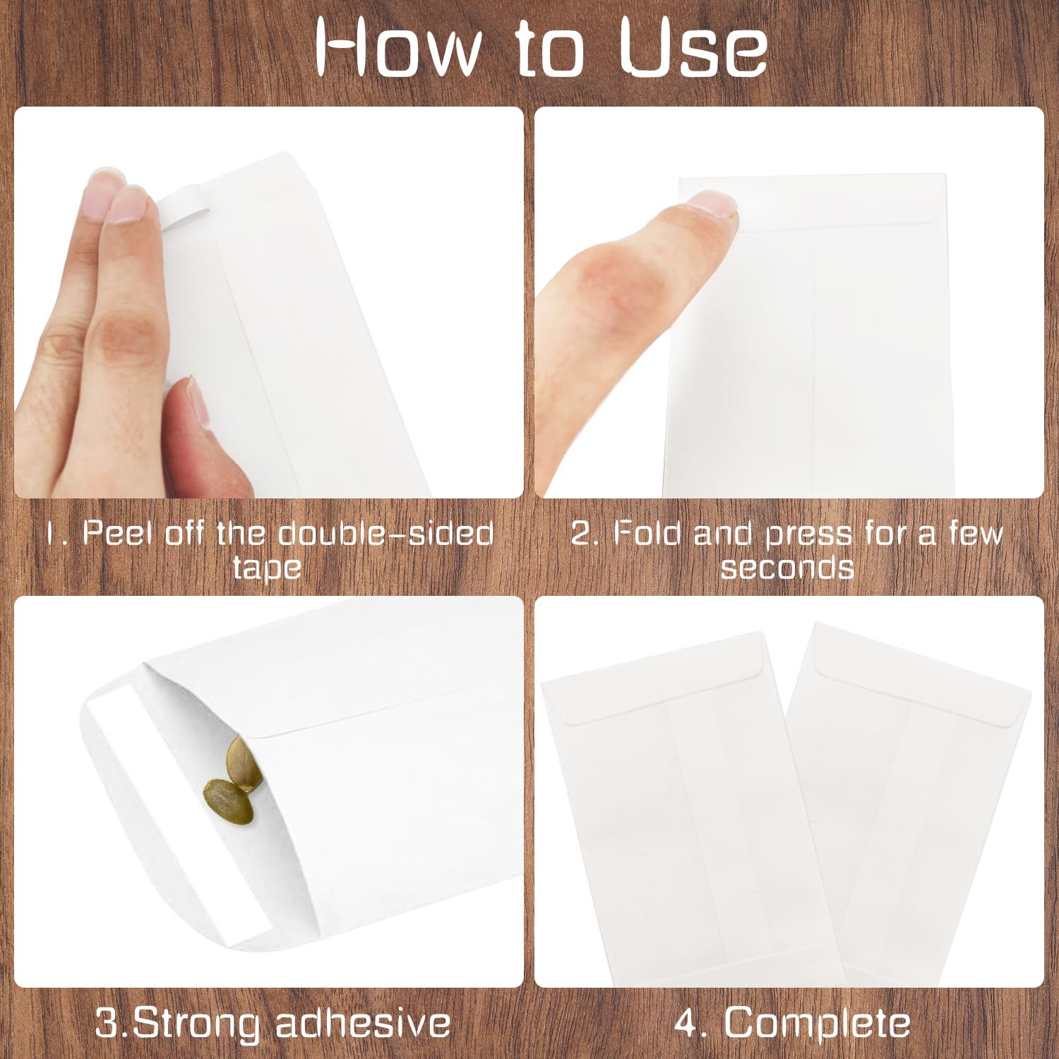 Petites Enveloppes Blanches Autocollantes En Papier Kraft 100 Pcs 10x6cm Pour Graines Pièces Monnaie Perles Timbres