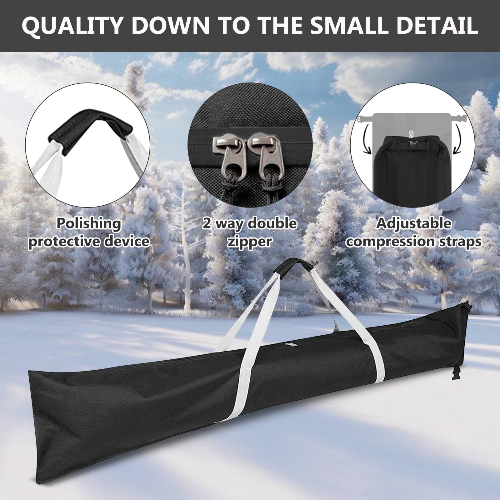 BORDEAG Sac De Ski et Voyage - Housse De Rangement pour Skis avec Sangle De Transport (185×33cm)