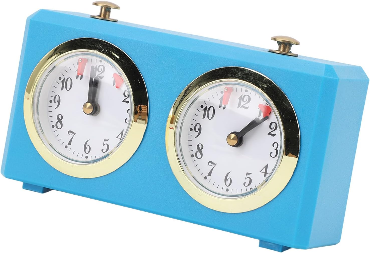 Wind Up Analog Chess Clock Portable Mechanical Chess Timer, Large Dials for Enthusiasts, Suitable for Various Occasions, ABS and Iron Material (Light Blue)