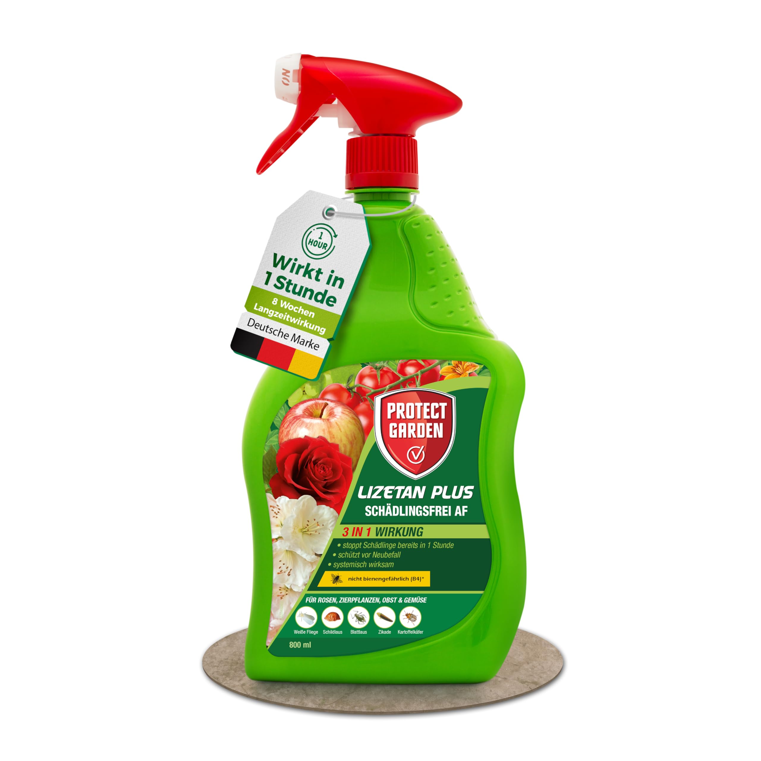 PROTECT GARDEN Lizetan Plus Schädlingsfrei AF, Blattlausfrei, Blattläuse und Schädlinge bekämpfen an Zierpflanzen, Rosen, Obst und Gemüse, 800 ml Spray