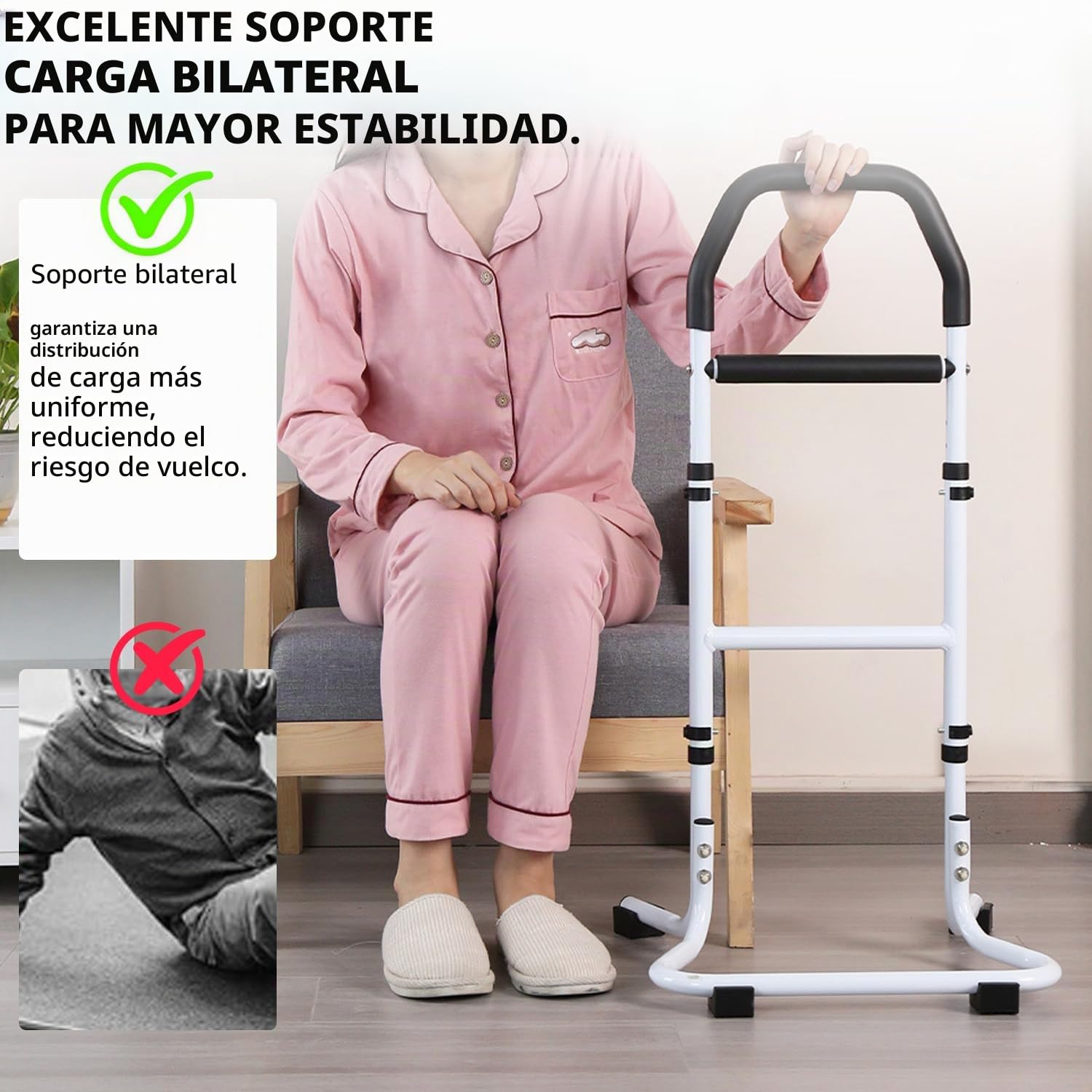 Ayuda para levantarse para personas mayores, ayuda de pie para personas mayores, ayuda para sentarse con pies antideslizantes, ayuda de movilidad, suelo en forma de U mejorado, 8 niveles de altura