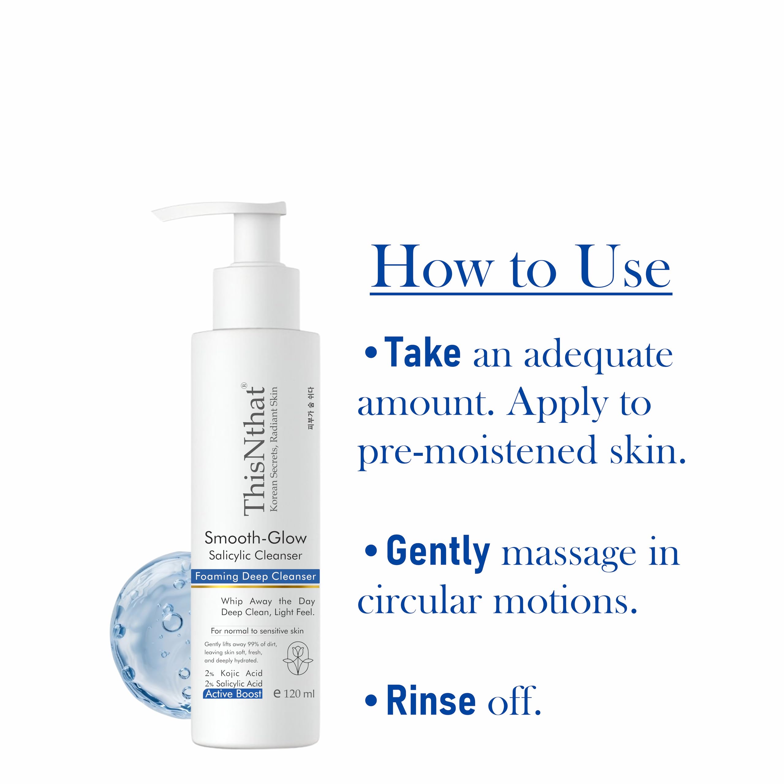ThisNthat Smooth-Glow Korean Face Cleanser with 2% Salicylic Acid & 2% Kojic Acid | Deep Cleansing, Brightening & Hydrating Daily Face Wash | For Acne-Prone, Oily & Dull Skin – 120ml 3