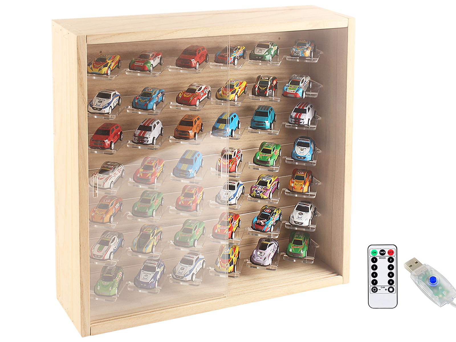 Amazon.co.jp: 1/64 ミニカーディスプレイケース ライト付き 7段