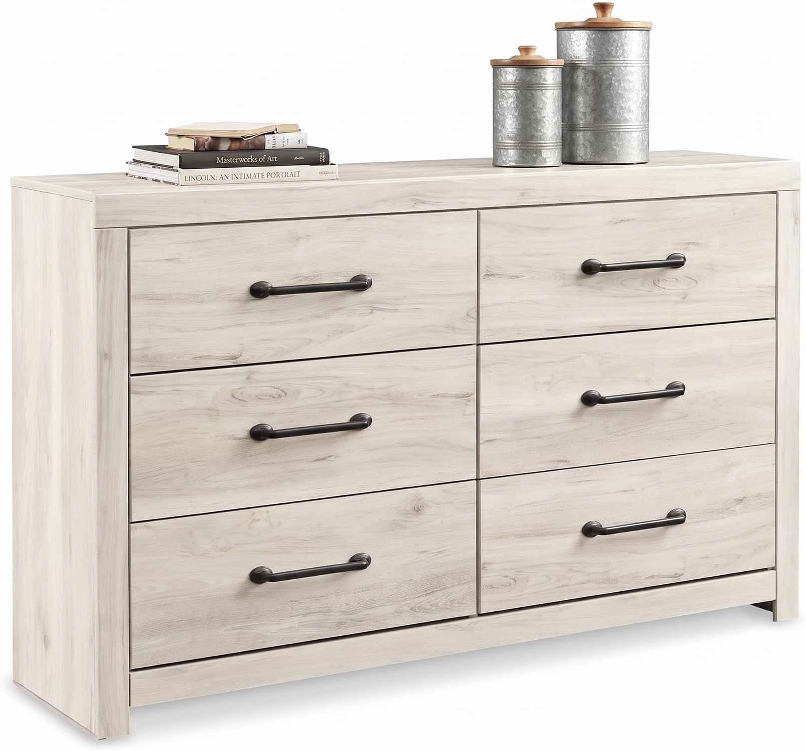 Signature Design by Ashley Cambeck 6 Drawer Dresser, Farmhouse White Wood