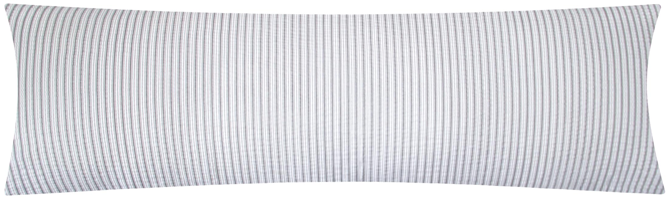 Seersucker Seitenschläferkissen-Bezug 40x145cm - Streifen in grau und weiß - 100% Baumwolle, Überzug, Kissenbezug (BS-Streifen-Grau)