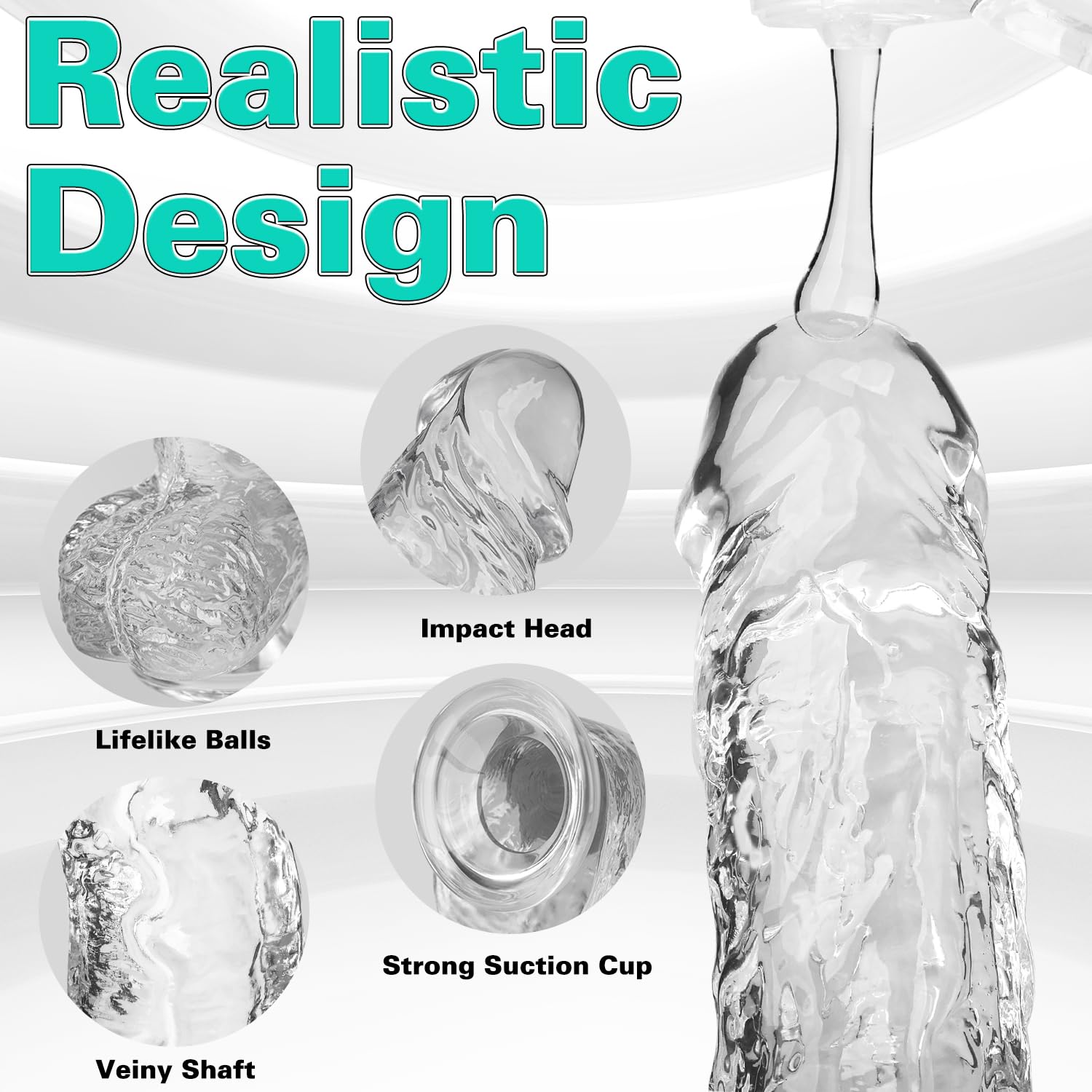 Clear Realistic Dildo, 7.3 Inch Feels Like Skin Body-Safe Material, with Strong Suction Cup for Hands-Free Play, Adult Sex Toys Suitable for Women Men Gay & Couple: L1 Clear
