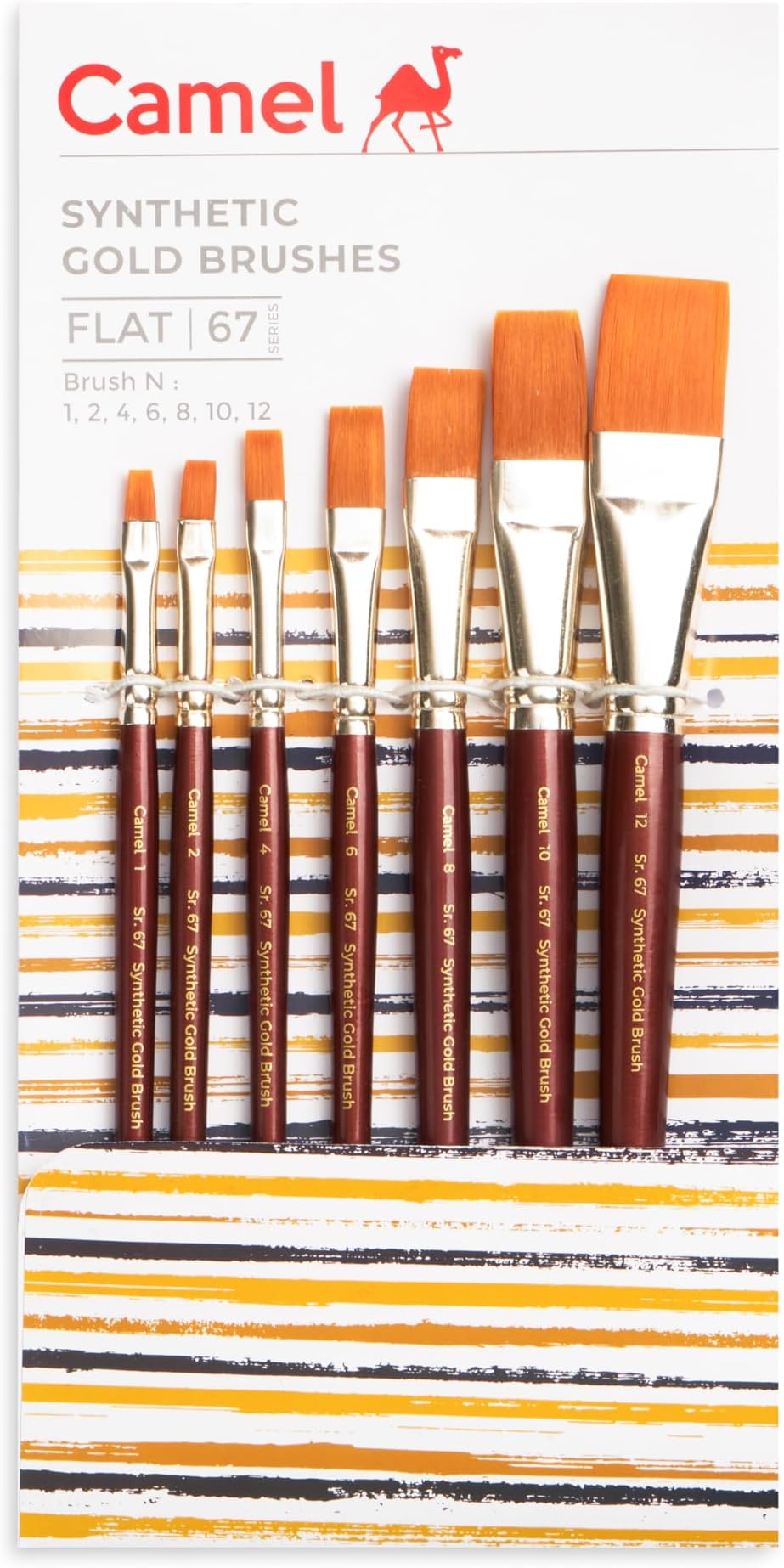 Camel Paint Brush Series 67 - Flat Synthetic Gold, Set of 7