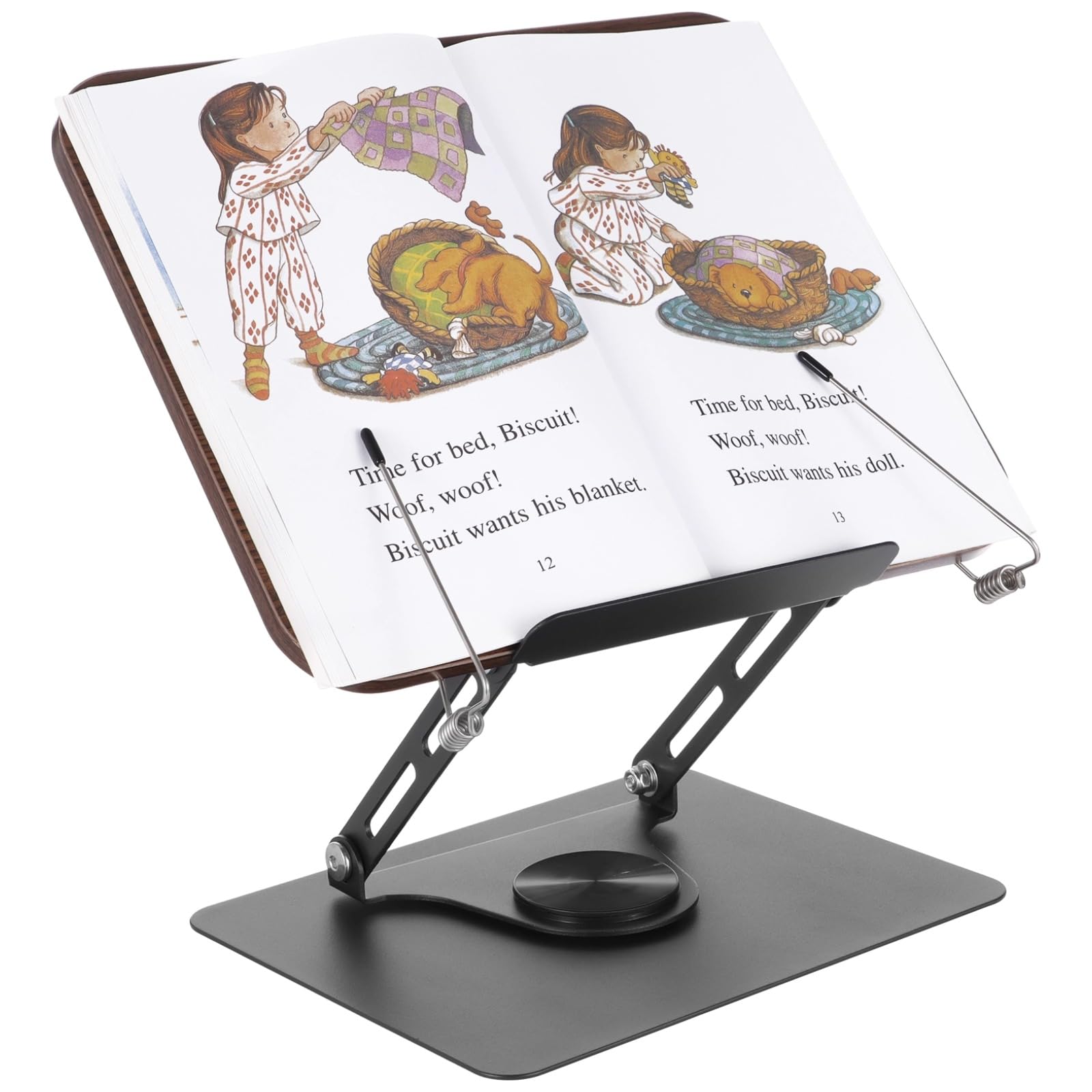Supporto per libri, scrivania da lettura con rotazione a 360°, altezza regolabile da 1,7 a 39,1 cm, supporto pieghevole in acciaio al carbonio per leggere, cucinare, studiare e insegnare