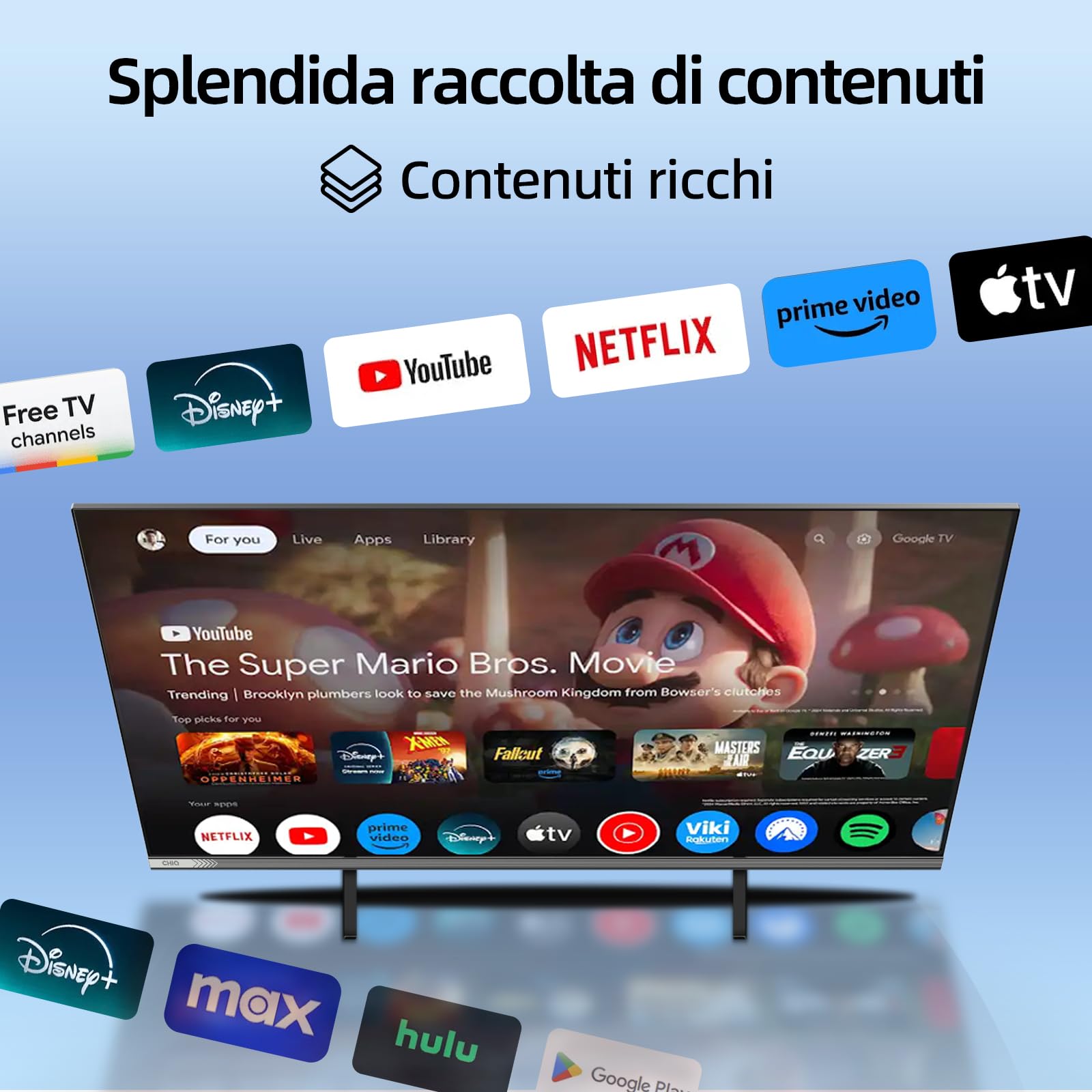 CHiQ L32FM9E 32 Pollici (80 cm) FHD Smart TV, HDR10 & HLG, Dolby Audio, Dbx-tv, Triple Tuner DVB-C/T/T2/S/S2, Chromecast integrato, Wi-Fi Dual-Band, Metallo Senza Cornice