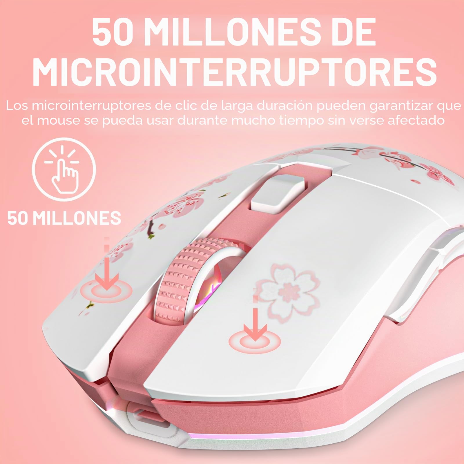 DAREU 901X Raton Gaming Inalámbrico Rosa con Base de Carga Recargable RGB, 12 K dpi, 7 Botones programables con Sensor de Alta precisión [300 IPS] [1000 Hz] para PC, Cuaderno, Mac